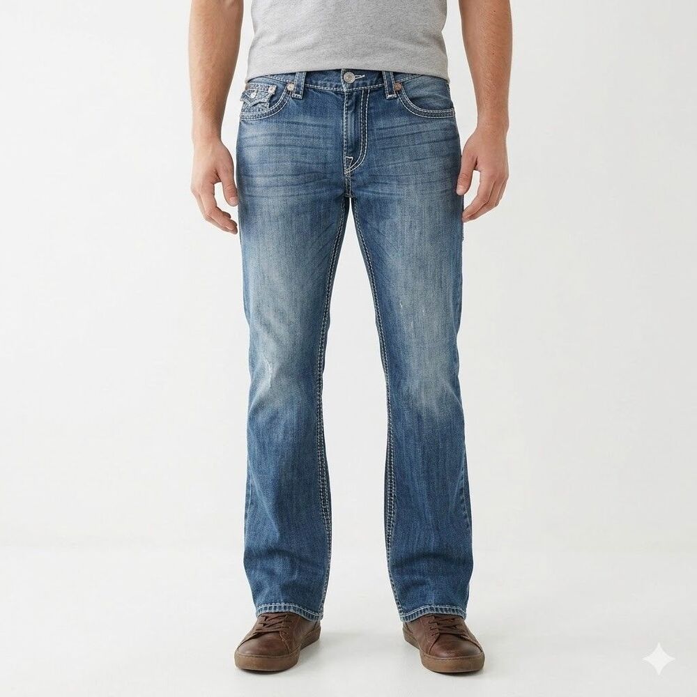Rock & Roll Cowboy Blue Jeans Men's 38x36 Relaxed Fit Bootcut Medium Wash